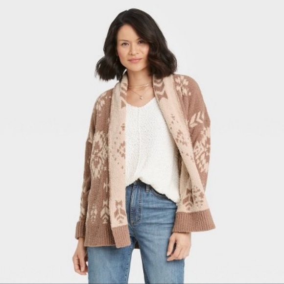 Knox Rose Sweaters - KNOX ROSE Aztec print open front cardigan Size Small